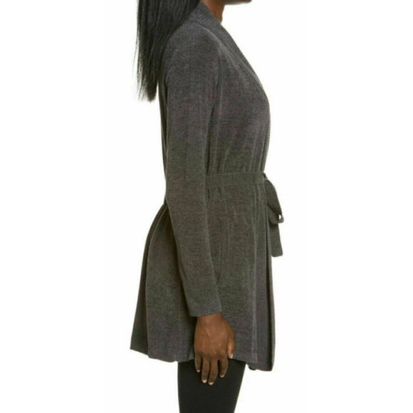 💕BAREFOOT DREAMS💕 CozyChic Drape Rib Cardigan Ultra Lite Carbon Gray S NWT - Picture 4 of 14
